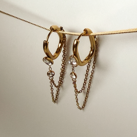 Halo Drop Chain Hoops