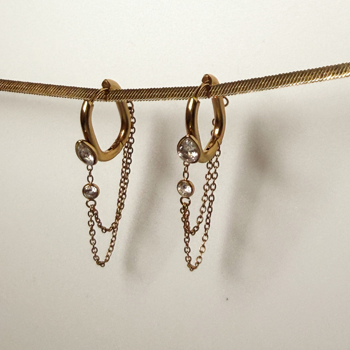 Halo Drop Chain Hoops