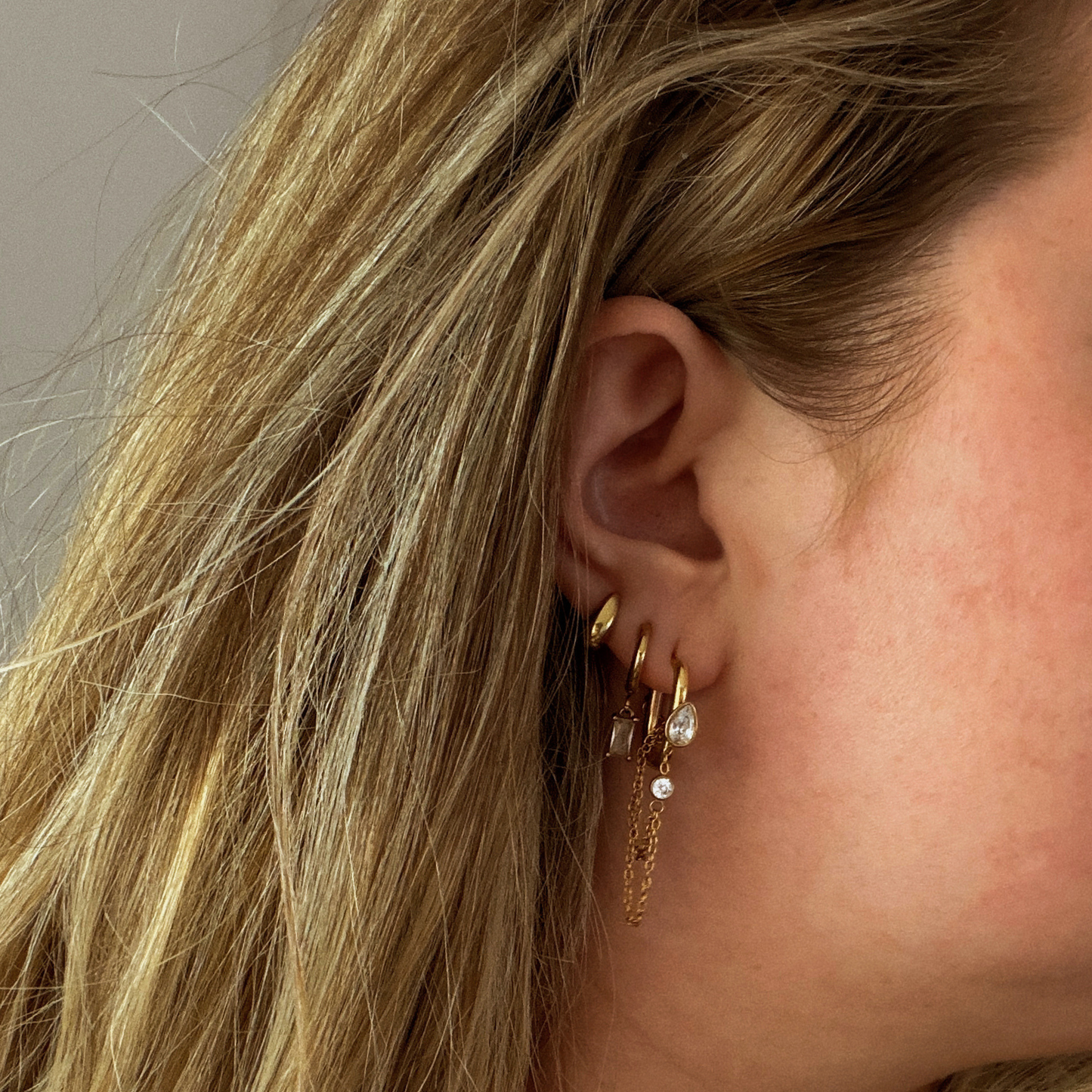 Halo Drop Chain Hoops
